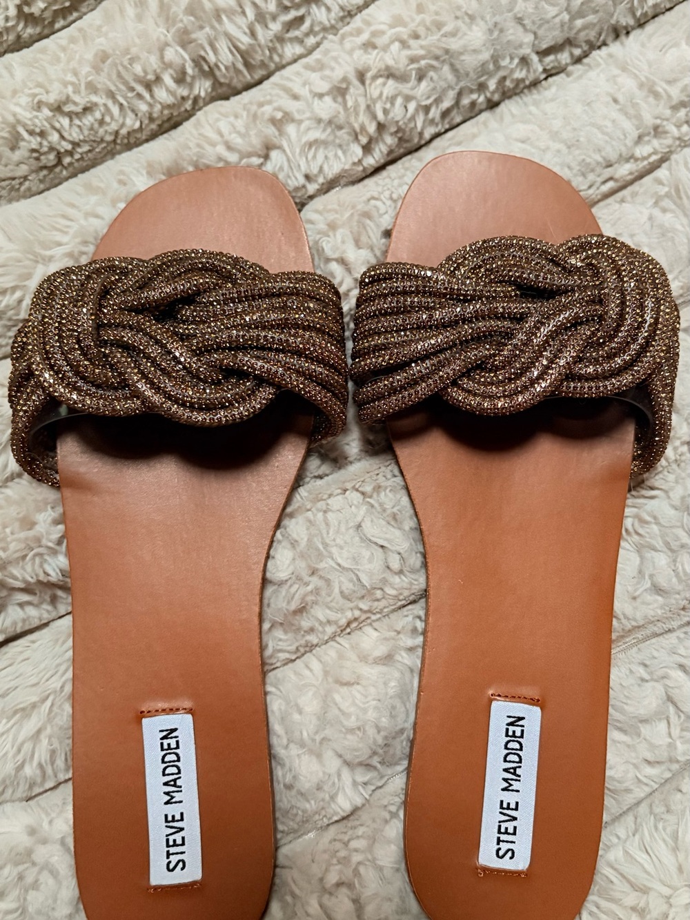 Steve Madden Bronze Braided Slide Sandals